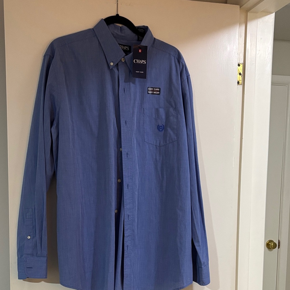 Chaps Men's Casual Blue Button-Down Shirt XL